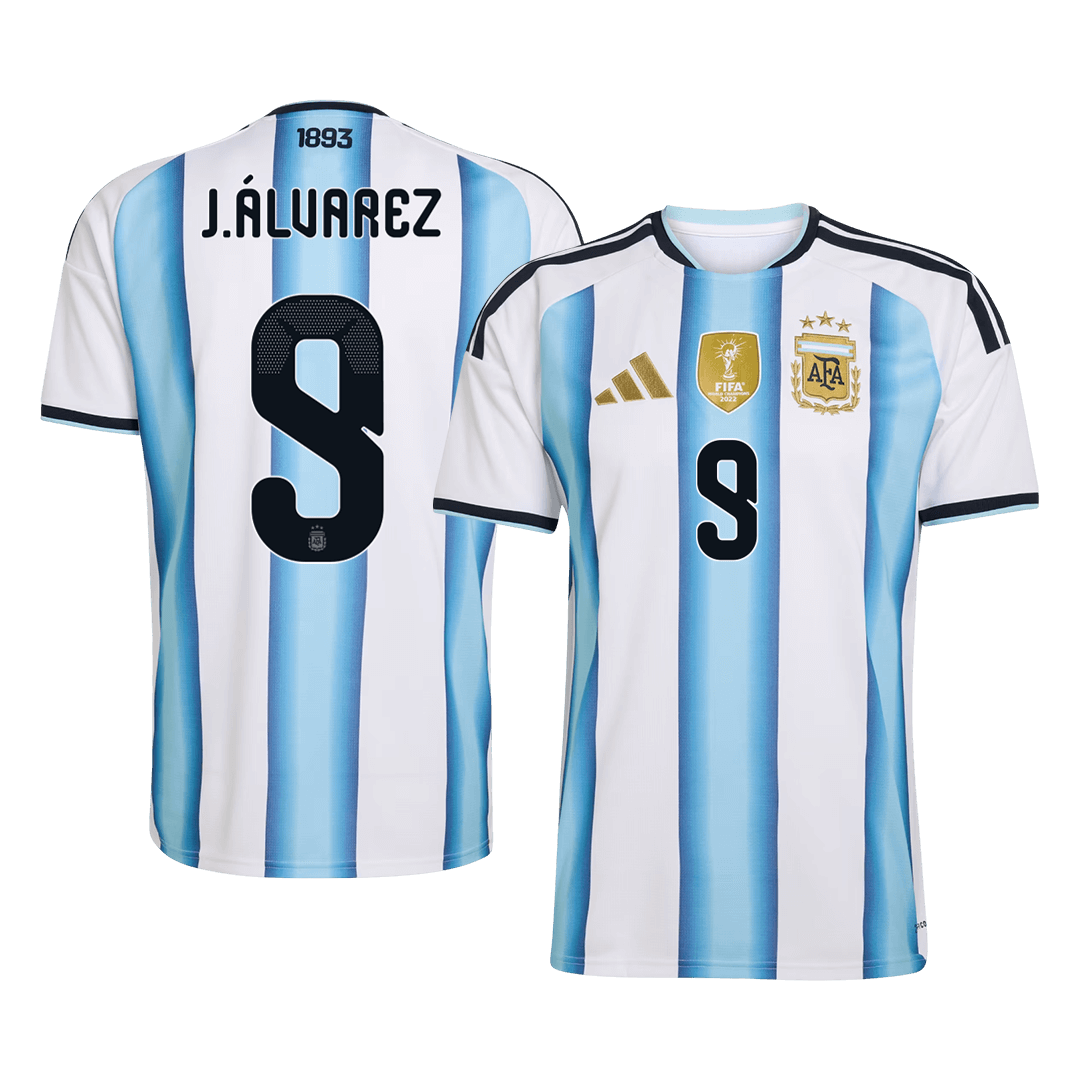 Argentina Tröja J.ÁLVAREZ #9 2026 Hemma Blå & Vit - World Cup 2026