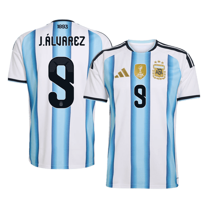 Argentina Tröja J.ÁLVAREZ #9 2026 Hemma Blå & Vit - World Cup 2026