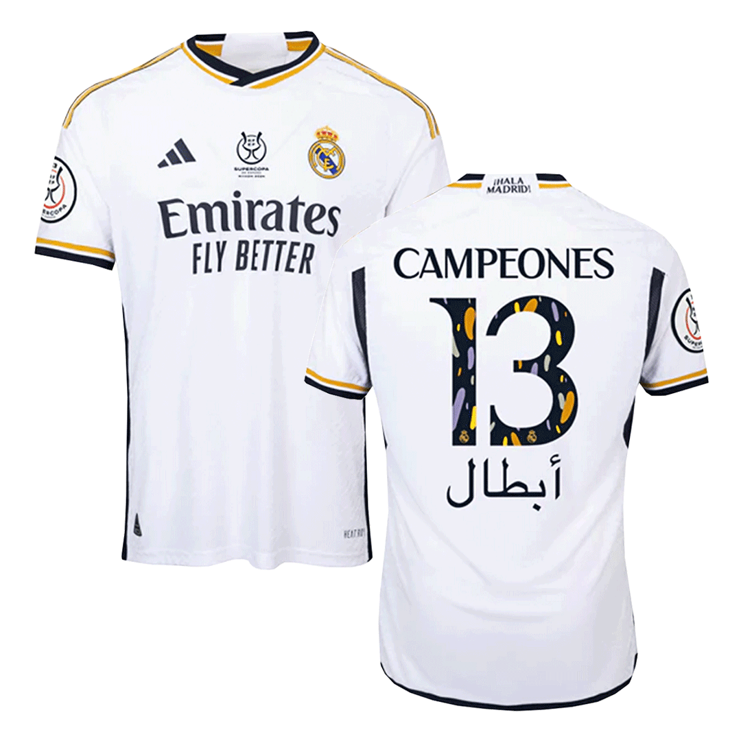 Real Madrid Hemma Fotbollströja CAMPEONES #13 2023/24 Autentisk