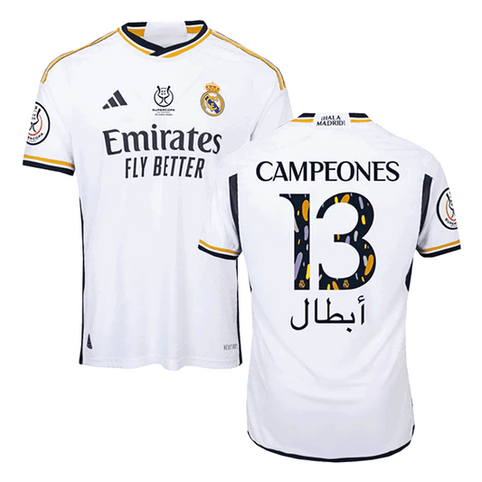 Real Madrid Hemma Fotbollströja CAMPEONES #13 2023/24 Autentisk