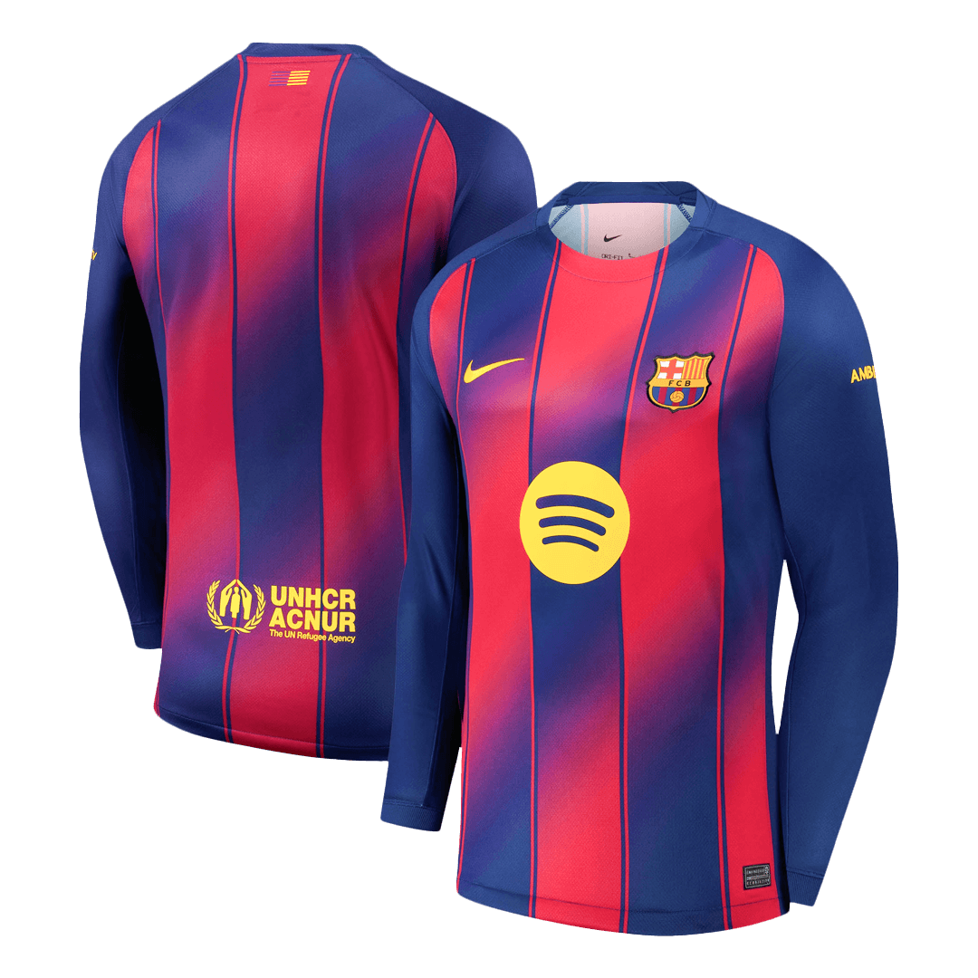 Barcelona Tröja 2025/26 Hemma Långärmad Röd/Blå