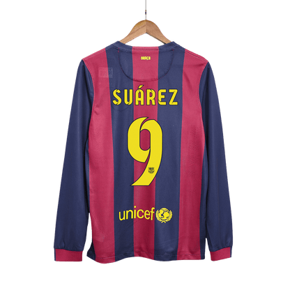 Retro Barcelona Hemma Fotbollströja SUÁREZ #9 2014/15 långärmad