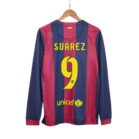 Retro Barcelona Hemma Fotbollströja SUÁREZ #9 2014/15 långärmad