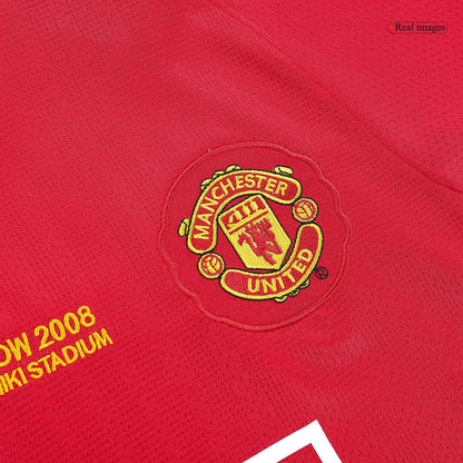 Retro Manchester United Hemma Fotbollströja SCHOLES #18 2007/08 långärmad - UCL Final