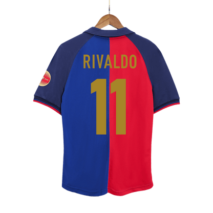 Retro Barcelona Hemma Fotbollströja RIVALDO #11 1999/00 - 100-årsjubileum