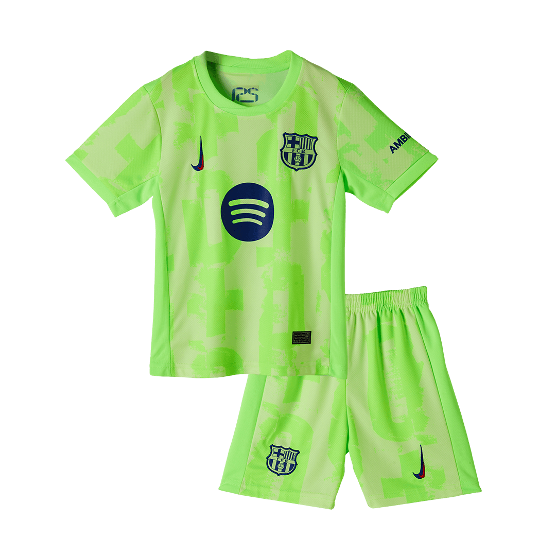 Barcelona Tredjeställ Fotbollströja 2024/25 Fotbollssats Barn - UCL -(Spotify-logotyp utan text)