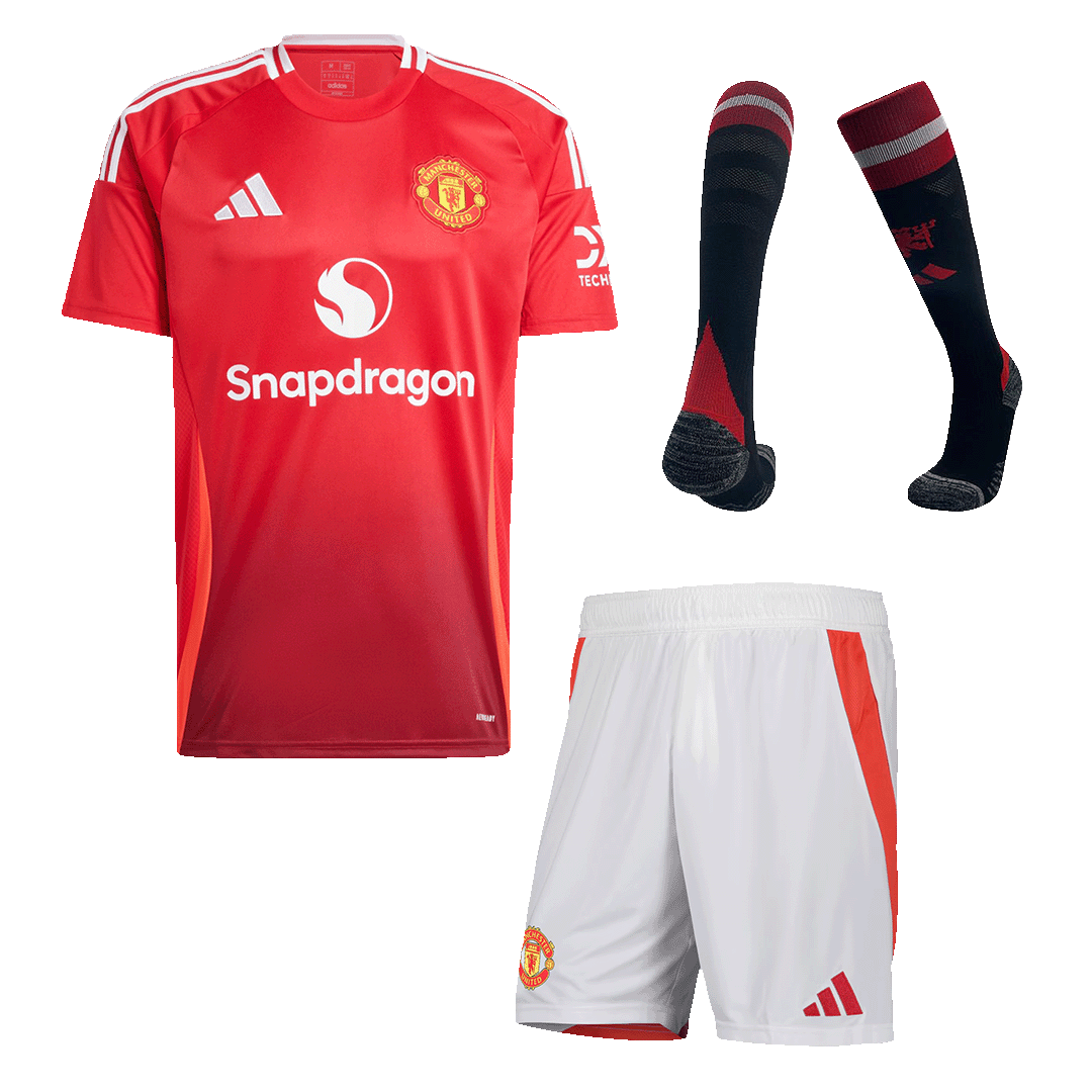 Men's Manchester United Home Football Shirt Kit (Shirt+Shorts+Socks) 2024/25 Football Kit UK