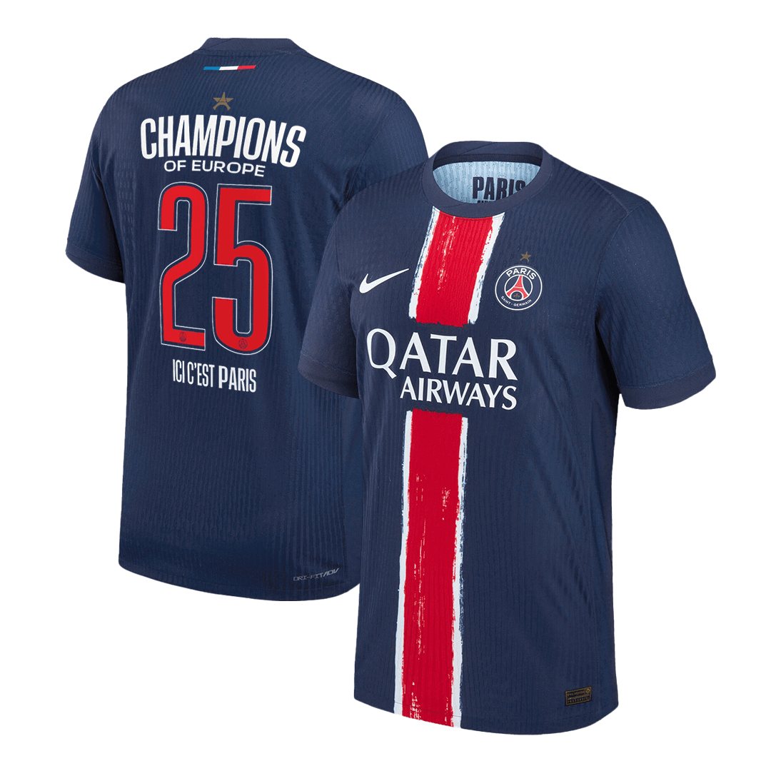 CHAMPIONS #25 PSG Hemma Fotbollströjor 2024/25 Autentisk - CHAMPIONS OF EUROPE