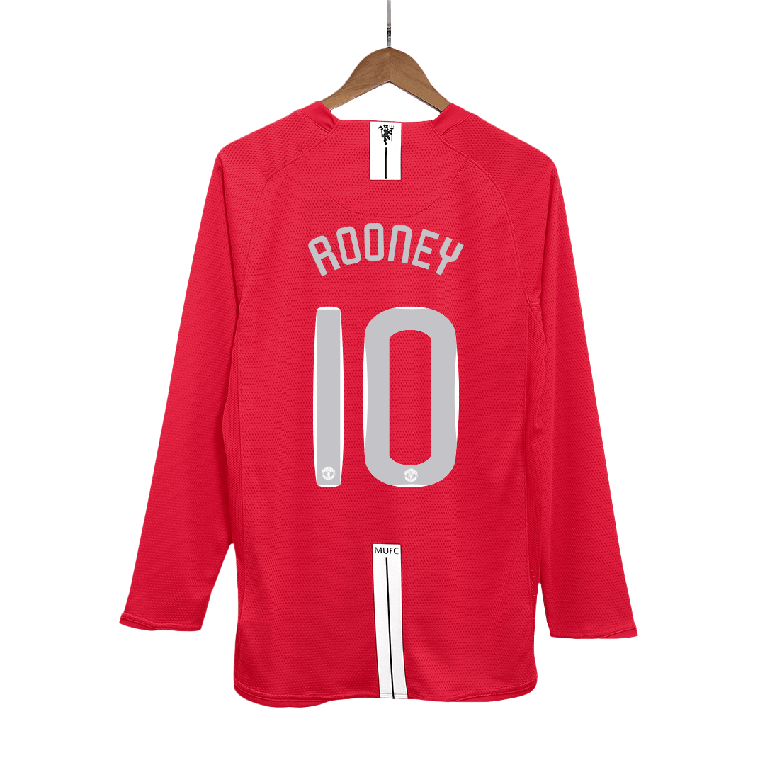 Retro Manchester United Hemma Fotbollströja ROONEY #10 2007/08 långärmad - UCL Final