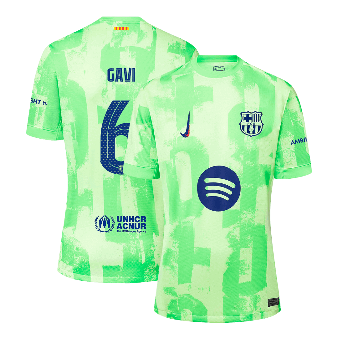 Barcelona Tredjeställ Fotbollströja GAVI #6 2024/25 Premium
