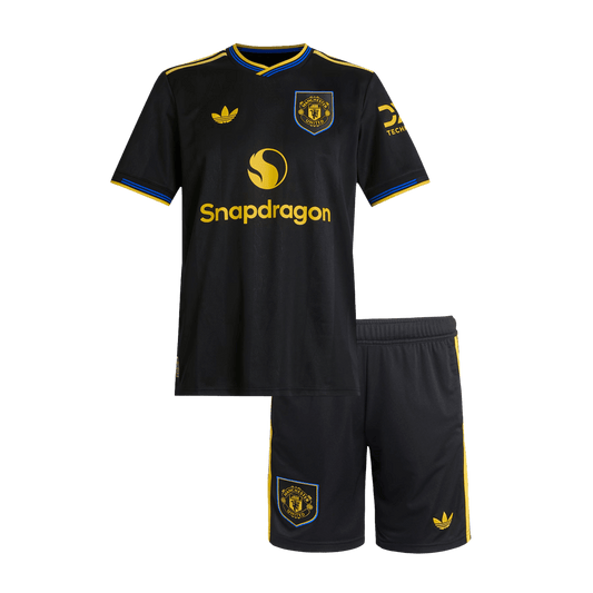 Manchester United Tröja 2025/26 Tredjeställ Svart Barn