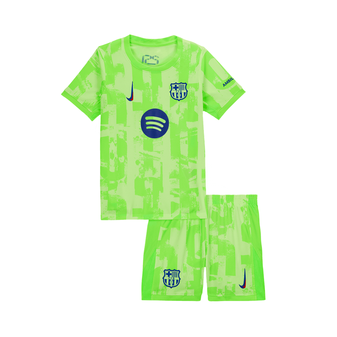 Barcelona Tredjeställ Fotbollströja 2024/25 Fotbollssats Barn - UCL -(Spotify-logotyp utan text)