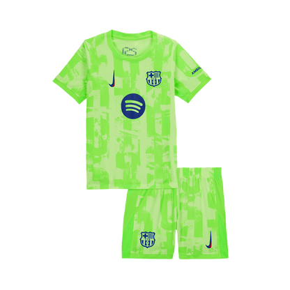 Barcelona Tredjeställ Fotbollströja 2024/25 Fotbollssats Barn - UCL -(Spotify-logotyp utan text)