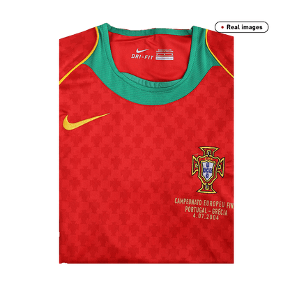 Portugal Hemma Fotbollströjor Euro 2004 Retro Final-6