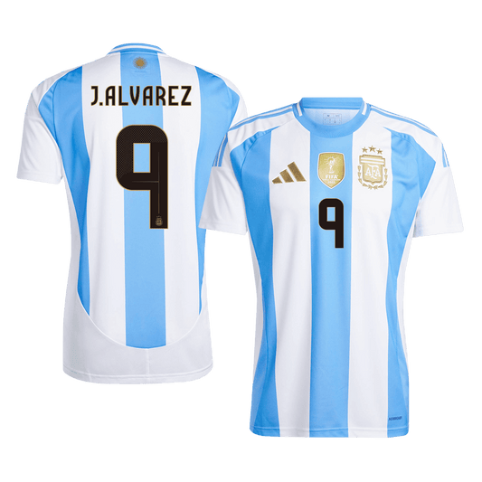 Argentina Hemma Fotbollströjor J.ALVAREZ #9 2024
 Premium