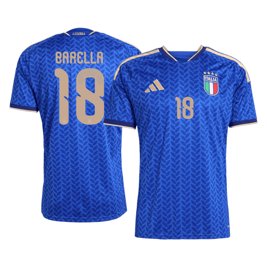 Italien Tröja BARELLA #18 2026 Hemma Blå - World Cup 2026