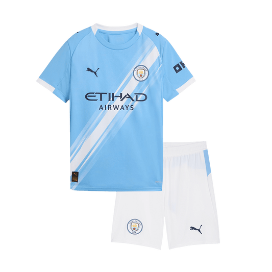 Manchester City Hemma Tröja 2025/26 
Fotbollssats Barn stora storlekar