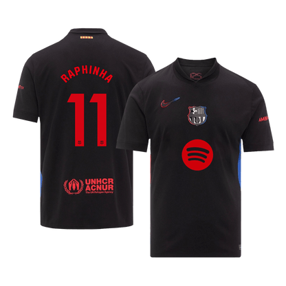 Barcelona Borta Fotbollströja RAPHINHA #11 2024/25 - Spotify-logotyp utan text