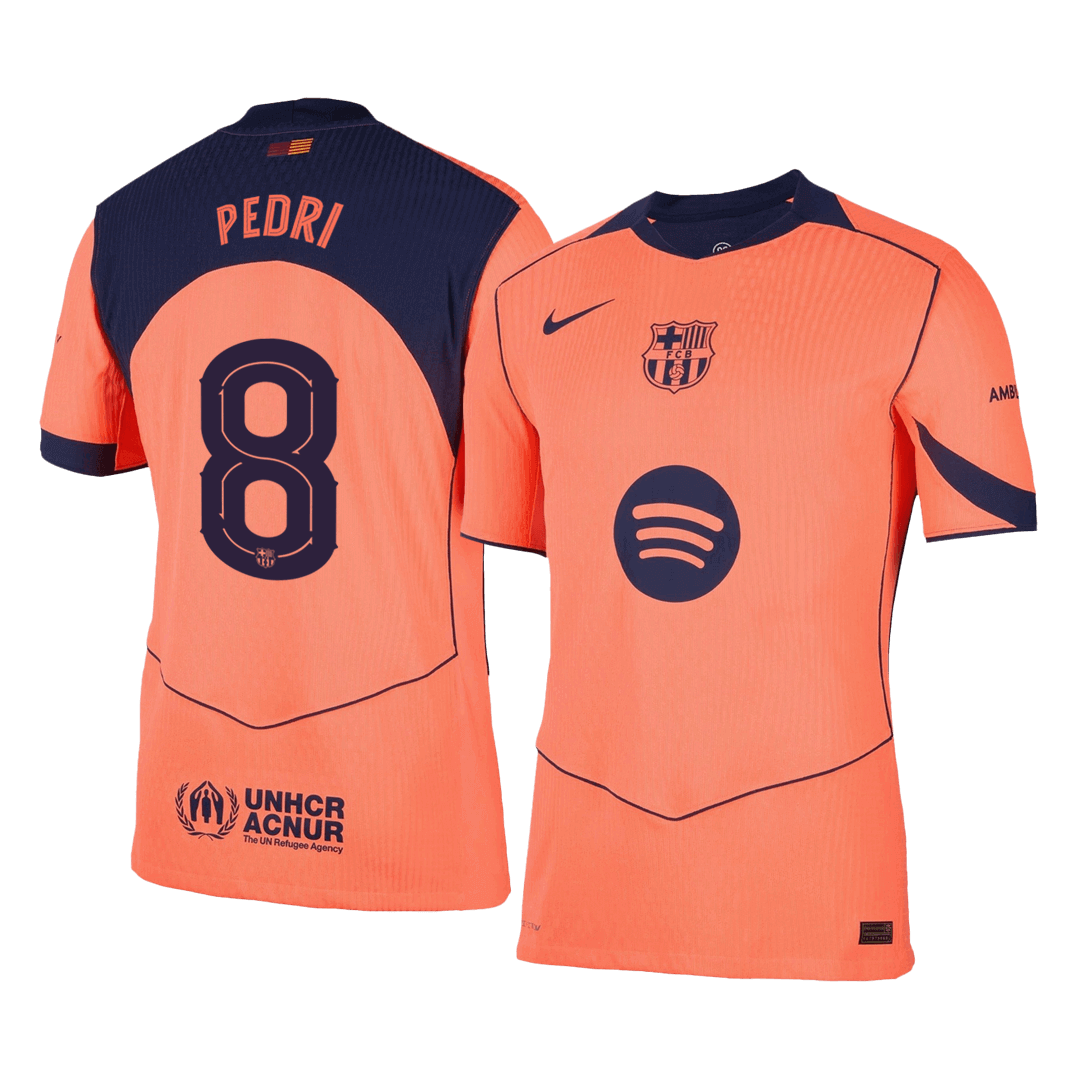 Barcelona Tröja PEDRI #8 2025/26 Tredje Autentisk Orange - UCL