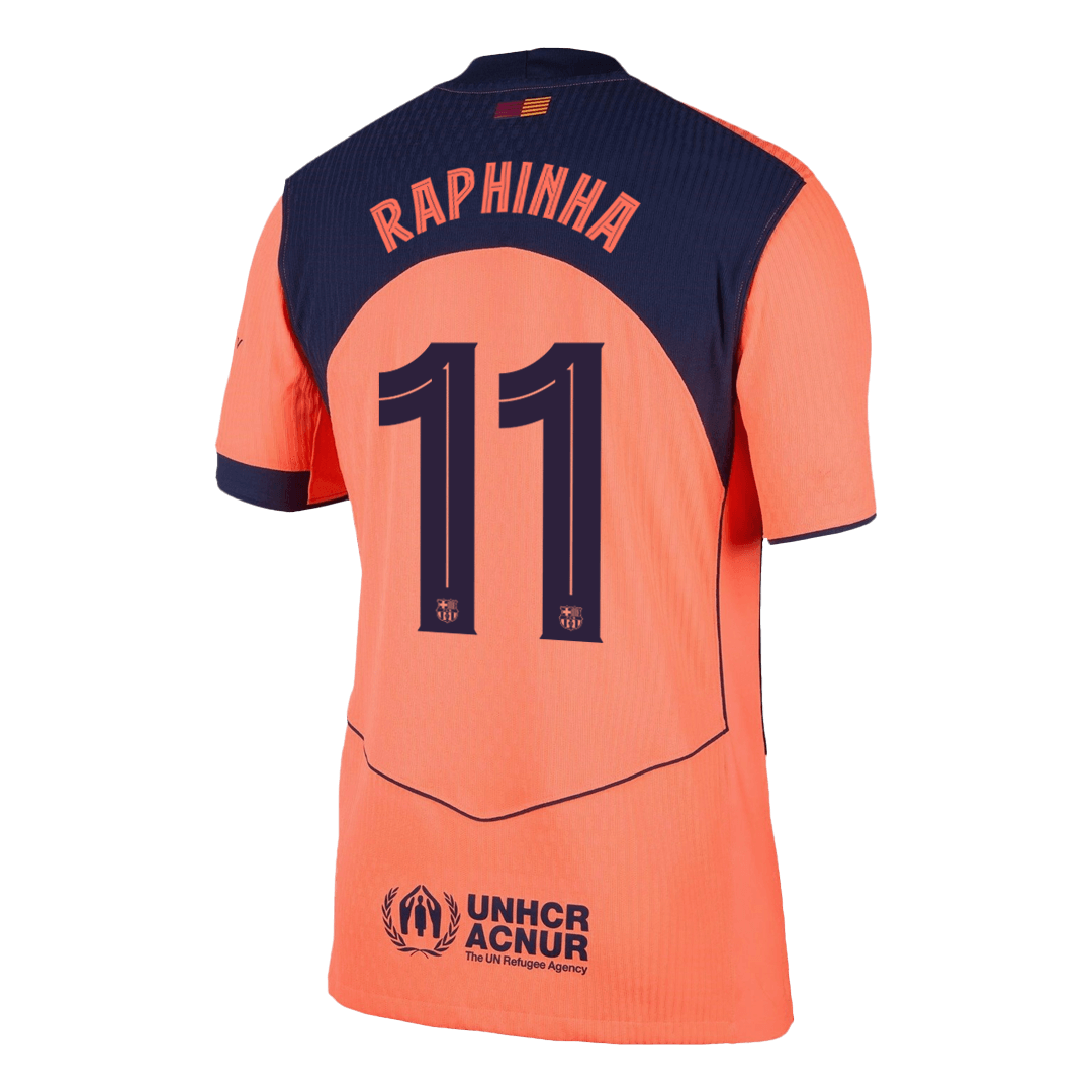 Barcelona Tröja RAPHINHA #11 2025/26 Tredje Autentisk Orange - UCL