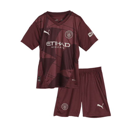 Manchester City Tredjeställ Fotbollströja 2024/25 Fotbollssats Barn