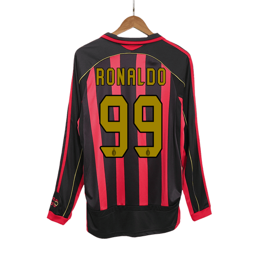 Retro AC Milan Hemma Fotbollströja RONALDO #99 2006/07 långärmad