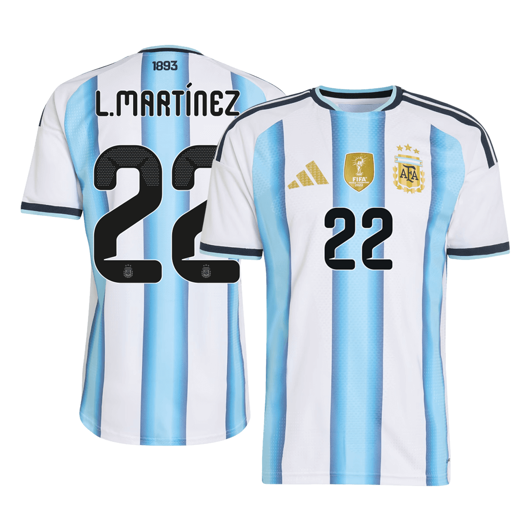 Argentina Tröja L.MARTÍNEZ #22 2026 Hemma Autentisk Blå & Vit - World Cup 2026