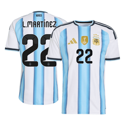 Argentina Tröja L.MARTÍNEZ #22 2026 Hemma Autentisk Blå & Vit - World Cup 2026