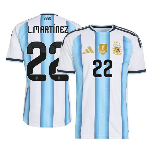 Argentina Tröja L.MARTÍNEZ #22 2026 Hemma Autentisk Blå & Vit - World Cup 2026