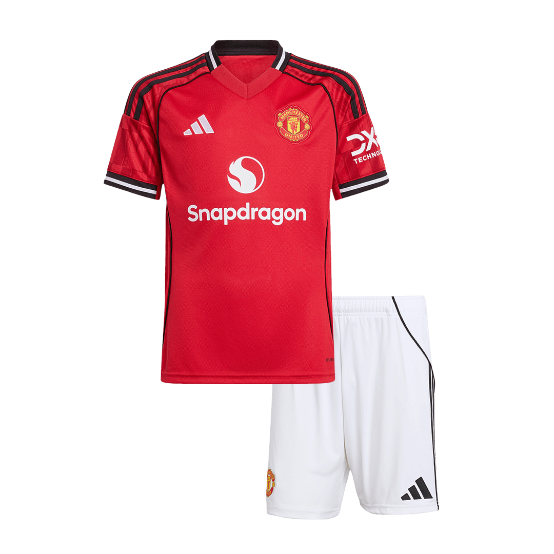 Manchester United Tröja 2025/26 Hemma 
Fotbollssats Barn stora storlekar