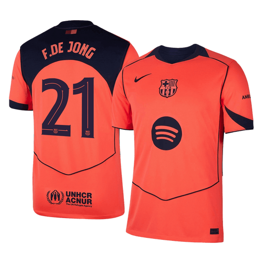 Barcelona Tröja F.DE JONG #21 2025/26 Tredje Orange - UCL