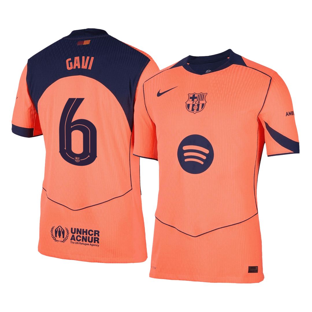 Barcelona Tröja GAVI #6 2025/26 Tredje Autentisk Orange - UCL