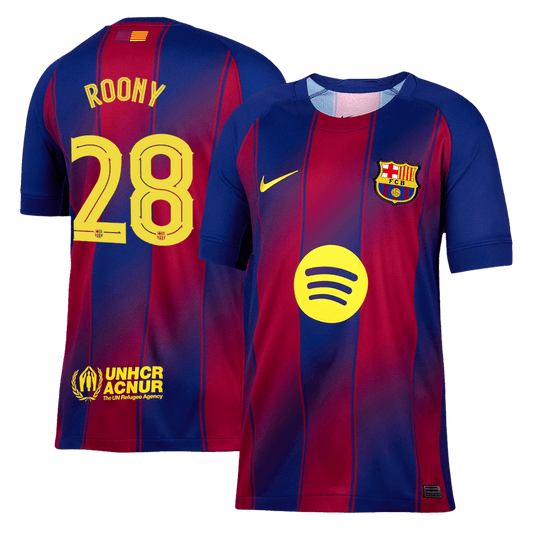 ROONY #28 Barcelona Tröja 2025/26 Hemma Premium Röd & Blå - UCL