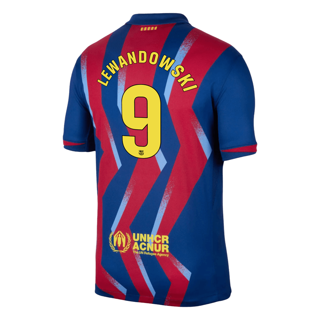 Barcelona Tröja LEWANDOWSKI #9 2025/26 Fjärde Röd & Blå-2