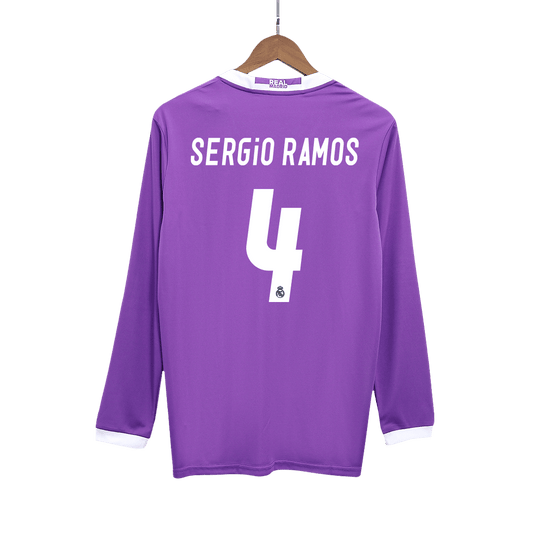 Retro Real Madrid Borta Fotbollströja SERGIO RAMOS #4 2016/17 långärmad