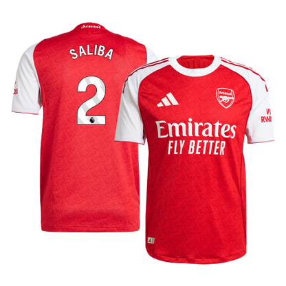 Arsenal Tröja SALIBA #2 2025/26 Hemma Autentisk Röd