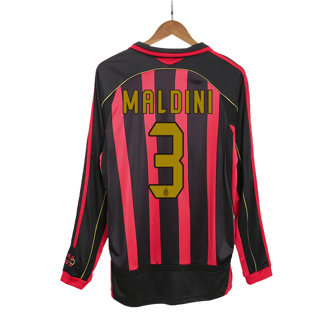 Retro AC Milan Hemma Fotbollströja MALDINI #3 2006/07 långärmad