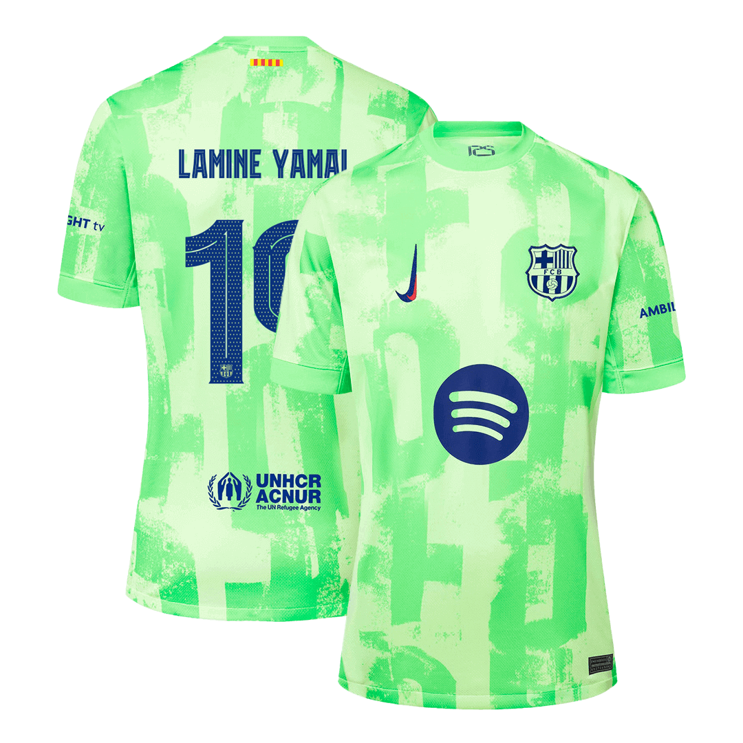 Barcelona Tredjeställ Fotbollströja LAMINE YAMAL #19 2024/25 Premium