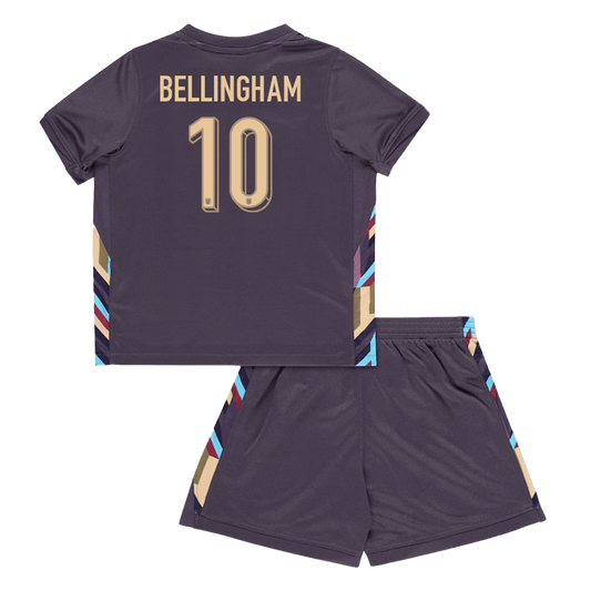 England Borta Fotbollströja BELLINGHAM #10 Euro 2024 
Fotbollssats Barn