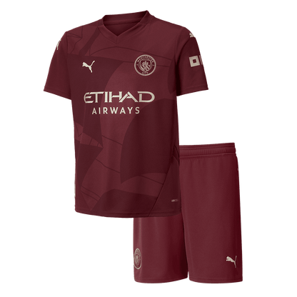 Manchester City Tredjeställ Fotbollströja 2024/25 Fotbollssats Barn
