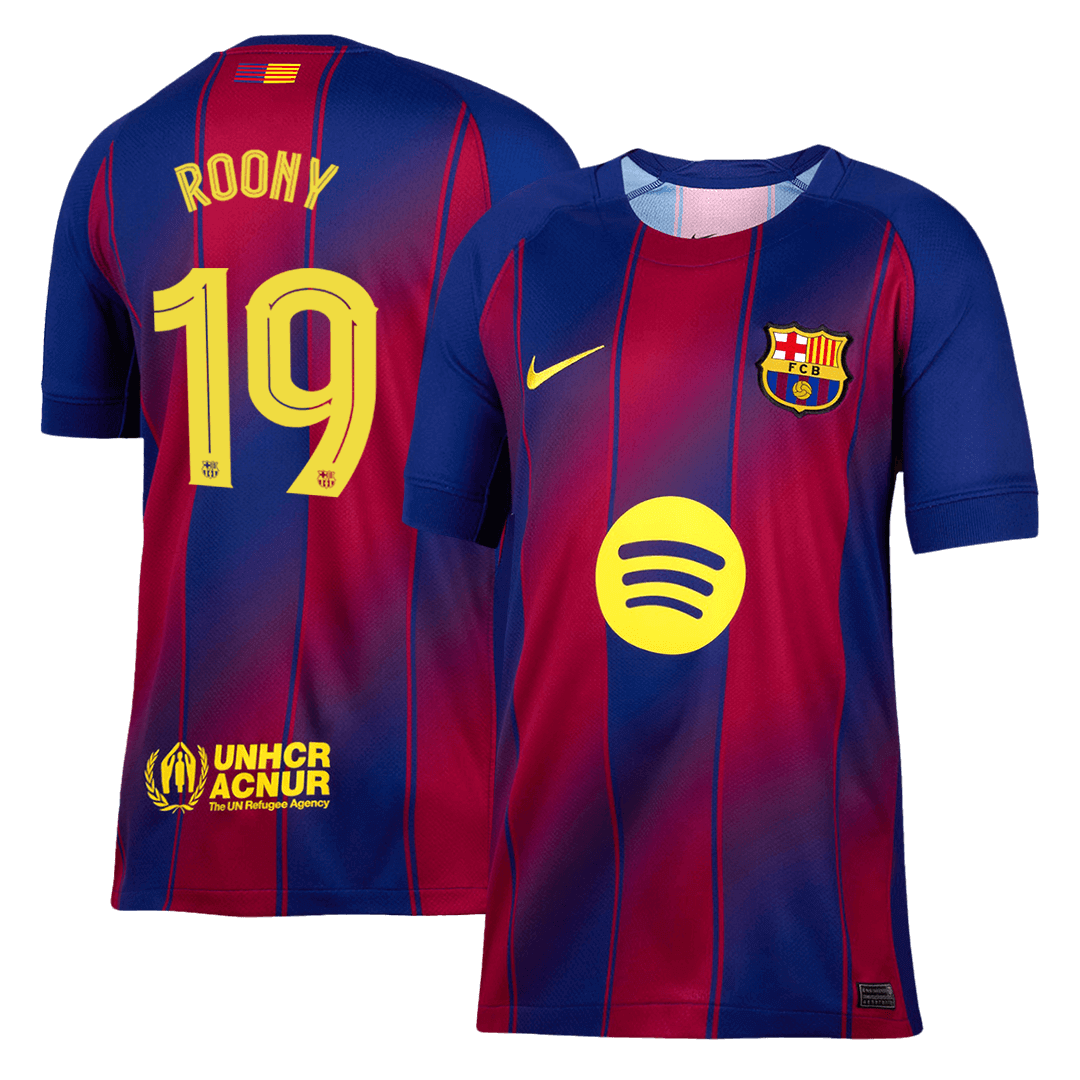 Barcelona Tröja ROONY #19 2025/26 Hemma Röd/Blå - UCL