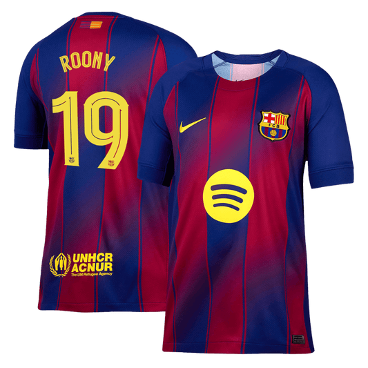 Barcelona Tröja ROONY #19 2025/26 Hemma Röd/Blå - UCL