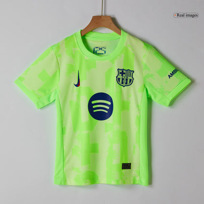 Barcelona Tredjeställ Fotbollströja 2024/25 Fotbollssats Barn - UCL -(Spotify-logotyp utan text)
