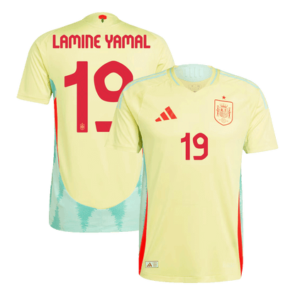 LAMINE YAMAL #19 Spanien Borta Fotbollströjor Euro 2024 Autentisk