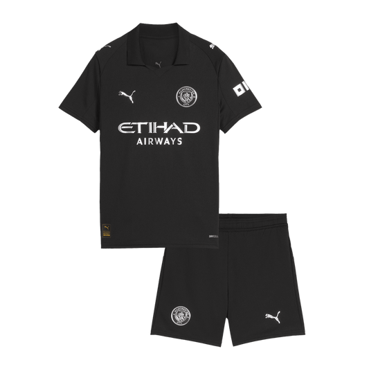 Manchester City Tröja 2025/26 Bortaställ Svart Barn