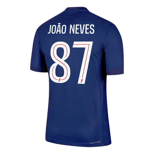 PSG Tröja JOÃO NEVES #87 2025/26 Hemma Autentisk Mörkblå