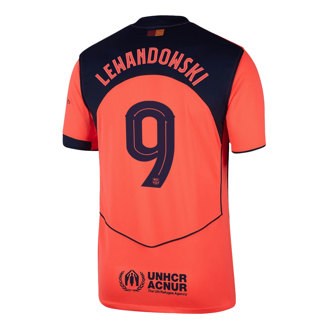 Barcelona Tröja LEWANDOWSKI #9 2025/26 Tredje Orange - UCL-11
