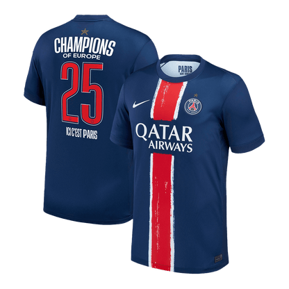 CHAMPIONS #25 PSG Hemma Fotbollströjor 2024/25 Marinblå - CHAMPIONS OF EUROPE
