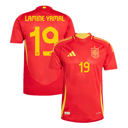 LAMINE YAMAL #19 Spanien Hemma Fotbollströjor Euro 2024 Autentisk