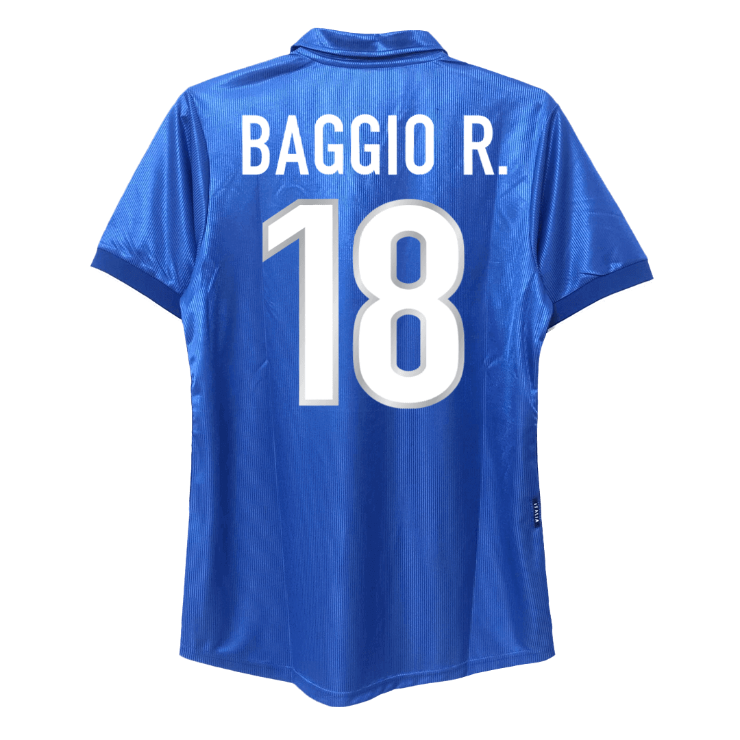 BAGGIO R. #18 Italien Hemma Fotbollströjor 1998 Retro